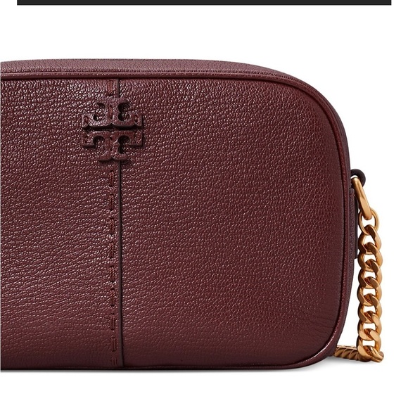 New Tory Burch wine MCGRAW TEXTURED LEATHER CAMERA BAG - Picture 15 of 16